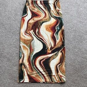 Amazon Swirl Pattern Midi Skirt - Multicolor